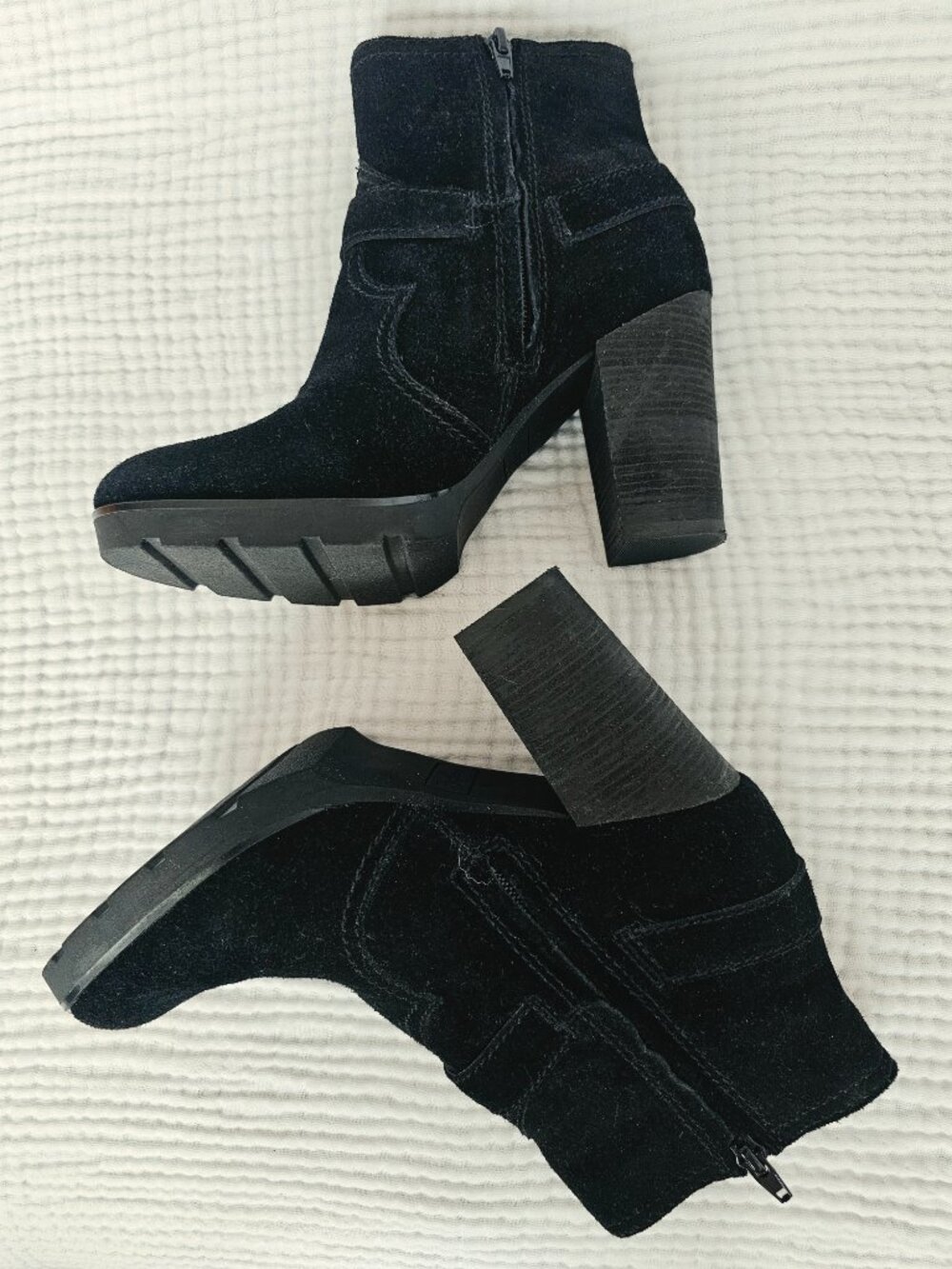 Zodiac Aidan Ankle Boot Black Suede Studded Harness Block Heel Women's Sz 8 - Picture 3 of 9